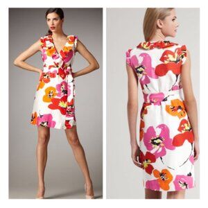 Kate Spade Aubrey Floral White 100% Silk Wrap Dress Size 0
